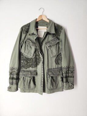 Denim & Supply Ralph Lauren military-style green embroidered utility jacket S